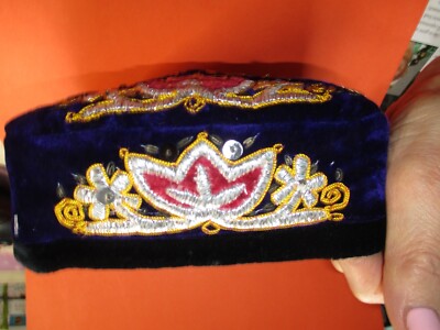 Embellished Purple Velvet Uzbekistan hat 5” skull hat s-l400.jpg main image 3