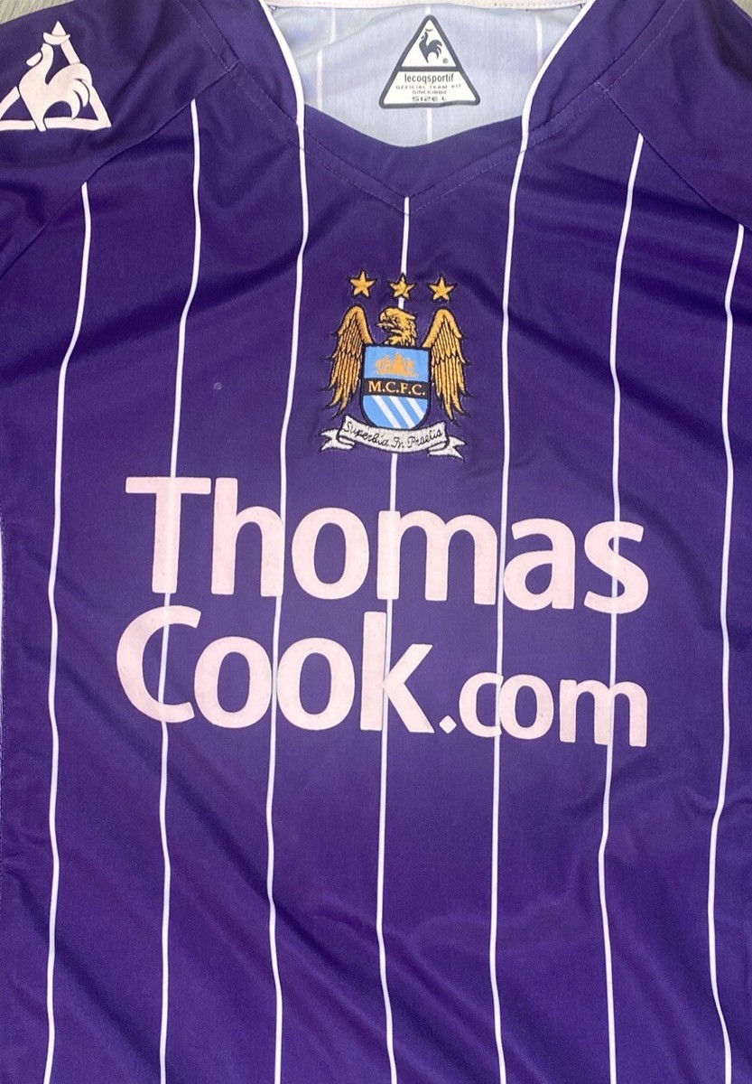 Manchester City 2008/09 Long Sleeve Away Shirt Purple Match Worn And Signed
