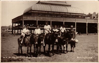 PC SOMERSET BURNHAM-ON-SEA ON THE DONKEYS ECHTFOTO ENGLAND (u3384)