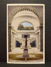 2 Utah State Capital Interior, Chief Massasoit, Mural, Salt Lake City Postcard s