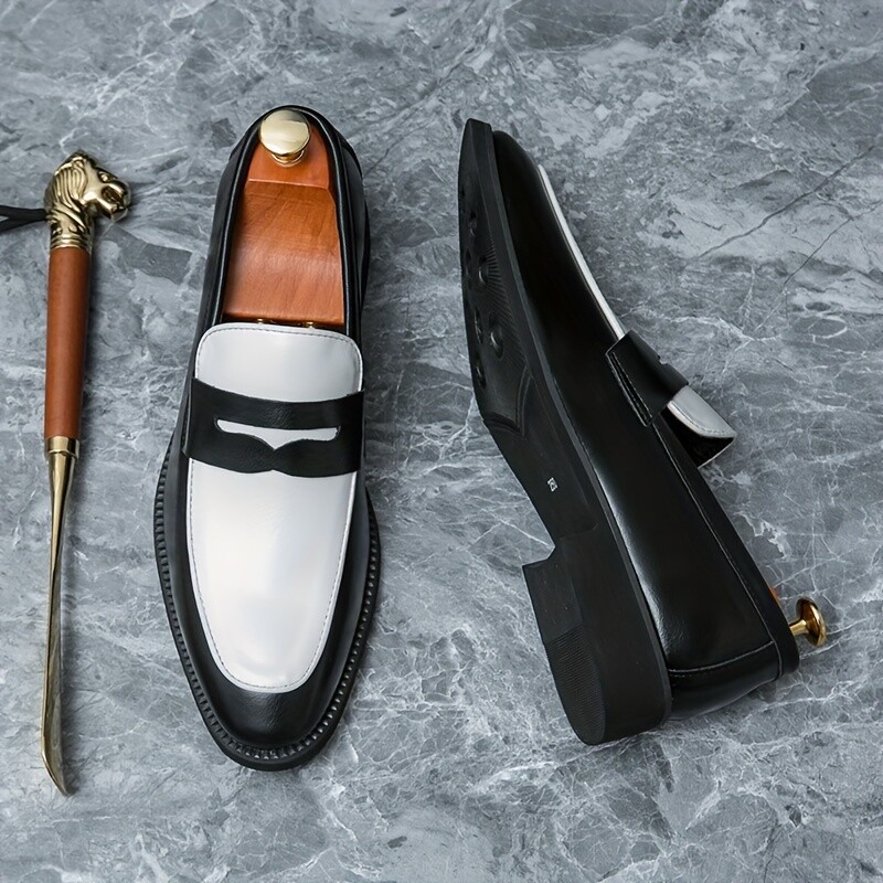 Men Trendy Penny Loafers Business Wear-resistant Slip On Semi-formal Dress Shoes