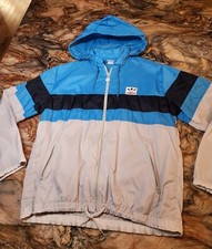 Vintage Adidas Trefoil Windbreaker Hooded Jacket Size M Retro 80s 90s Blue Gray