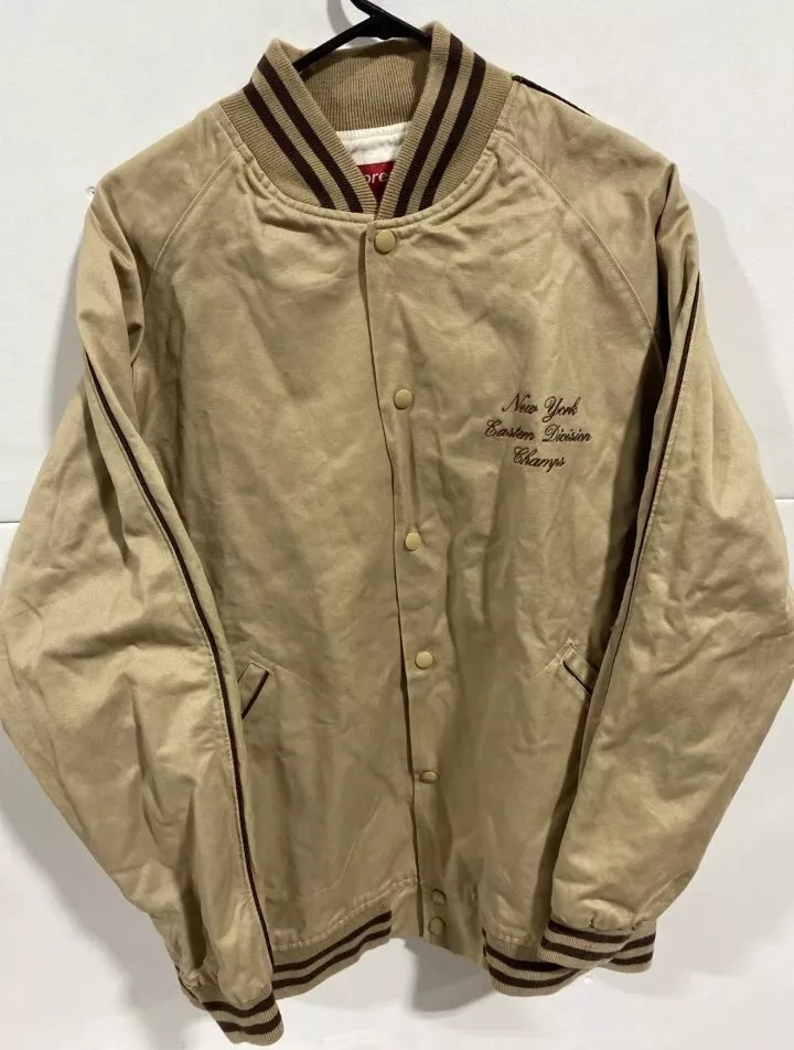 Veste de bombardier universitaire Supreme NY Eastern Division Champs 2003 homme XL EUC RARE