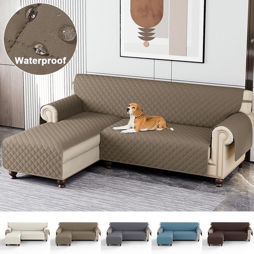 Waterproof Quilted Corner Sofa Covers Throw LShape Couch Slipcover Pet