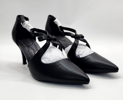 Womens Black Ankle Strap Stilleto Heels Size 10