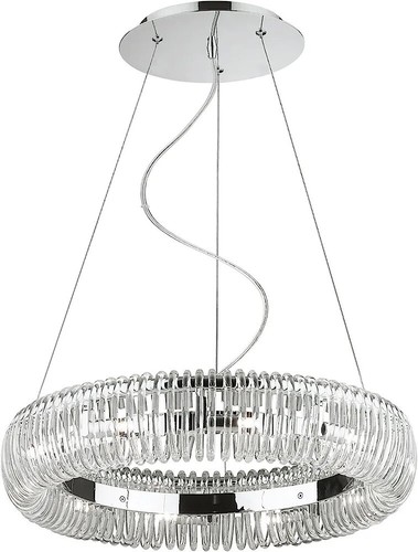 Lampadario moderno cerchio in vetro cristallo acciaio 10 LUCI Quasar Ideal Lux - Foto 6 di 6