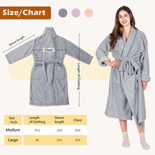 Womens Bathrobe Ladies Fluffy Sherpa Woman Spa Robe Shawl Collar Soft Warm Plush