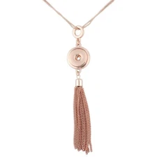 Snap Jewelry Rose Gold Necklace Tassel Fits 18-20mm Ginger Style Charms 20"