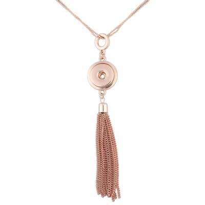 Snap Jewelry Rose Gold Necklace Tassel Fits 18-20mm Ginger Style Charms 20''