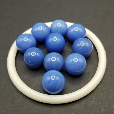 Vintage Marble King Glass Game Marbles Set of 10 ~ Solid Blue