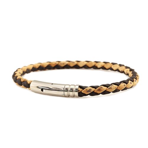 Herren Geflochten Kork Bracelet-Stainless Stahl Clasp-5mm Natur / Schwarz Kordel - Bild 3 von 9