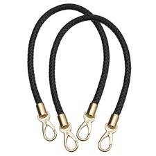 2Pcs 60cm/23.6" Braided Leather Purse Replacement Strap for Handbag, Black