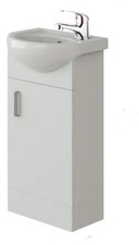 Bathroom Cabinet Vanity Unit Sink Basin Storage Cloakroom White Ceramic 400mm