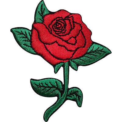 Rote Rose Blume bestickt Bügeleisen/Nähen Patch Jeans Top Kleid Rock Tasche Abzeichen