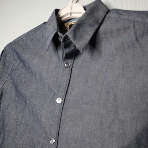 Structure Button Shirt Mens Medium Gray Minimal Retro Camo Flower Flip Cuff EUC - Picture 6 of 14
