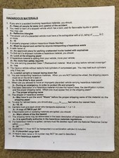 DMV Ca Commercial Class A & B License Hazmat Endorsement Test With Answers Cali