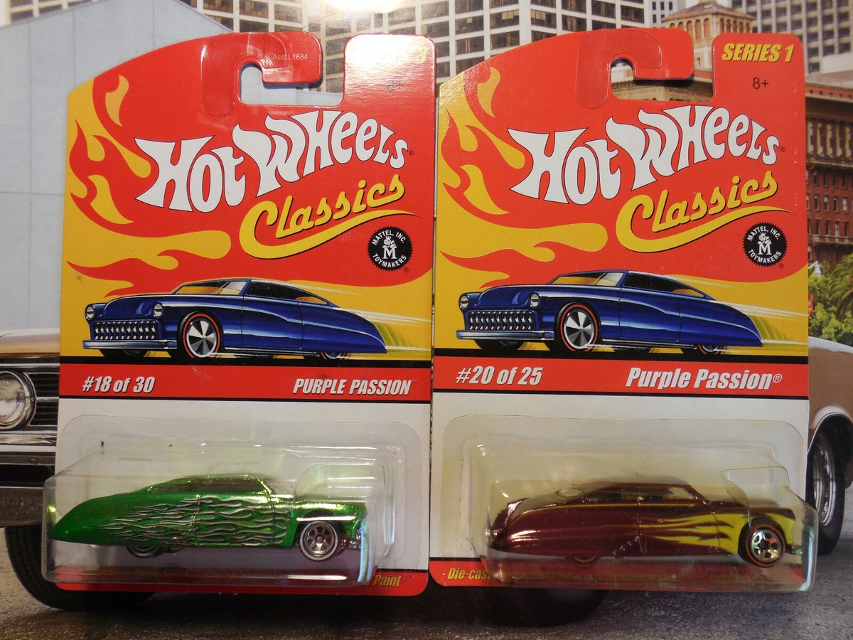 Hot Wheels Classics Purple Passion LOT 4 Orange RED GREEN PURPLE