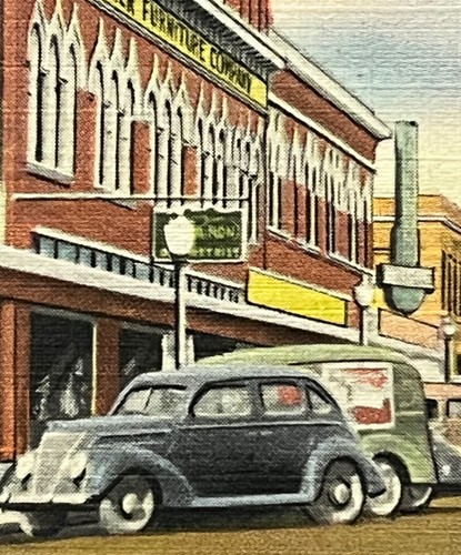 Letreros de tienda de autos antiguos escena callejera Gulfport Mississippi postal vintage c1930 - Imagen 4 de 6