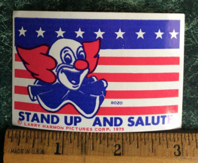 VTG 1975 BOZO Larry Harmon Pictures Corp. Patriotic Flag Sticker Rare HTF 70s