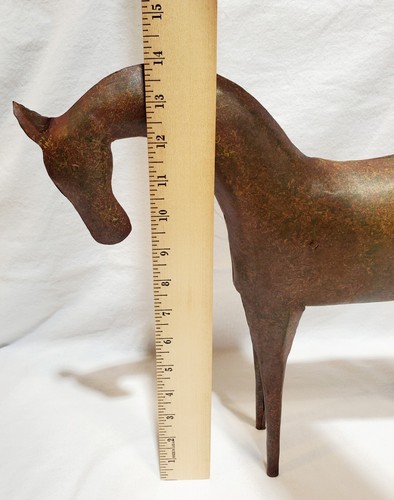 Vintage Art Folded Metal Horse Statue 20" Tall X 15" Long Speckled Brown Coat - Picture 9 of 9
