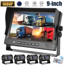 4x AHD Rückfahrkamera 9 Zoll Split Quad Monitor Rückfahrsystem Für Wohnmobil LKW