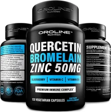 Quercetin 500Mg Supplement with Sambucus Elderberry, Bromelain, Vitamin C, Zi...