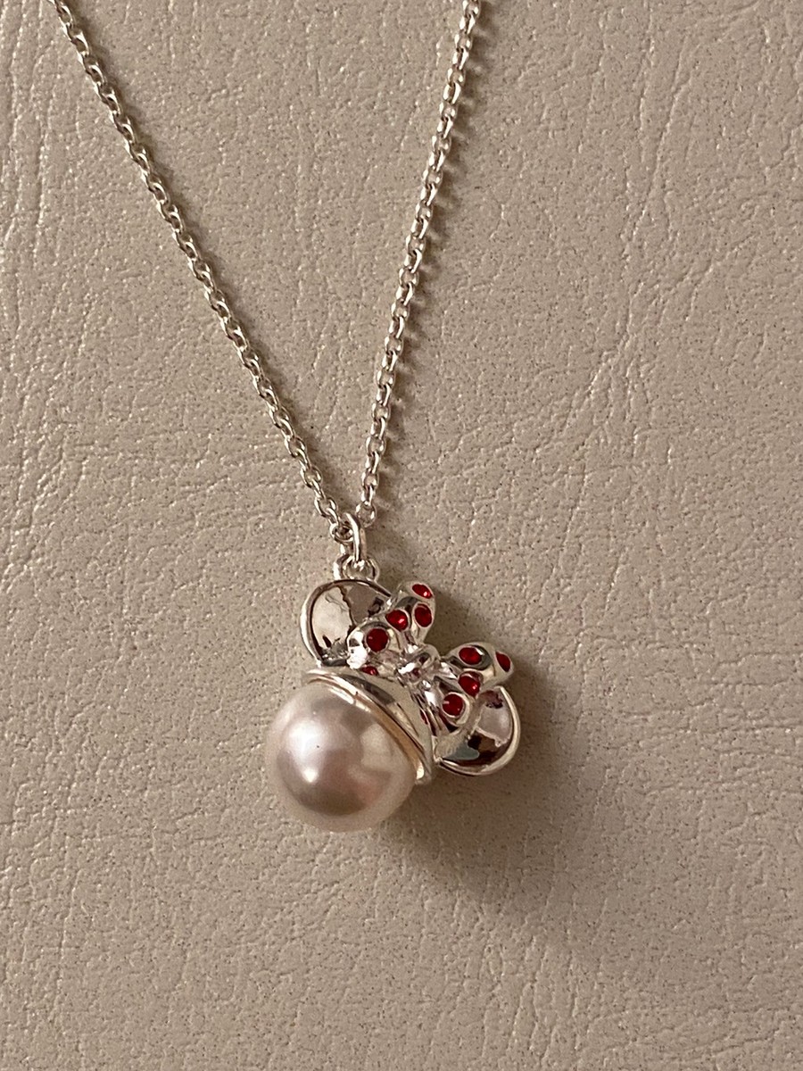 New Chamilia Disney Minnie Mouse Pearl Silver Necklace Pendant