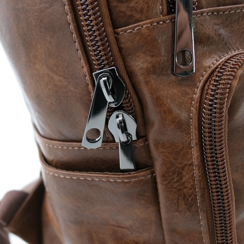 GM Zaino casual tasche pc zip marrone lavoro uomo pelle grande nuovo USB viaggio - Imagen 9 de 14
