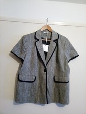 BHS Sophie Gray linen blend Jacket size UK 22 BHS button, short sleeve RRP &pound;40