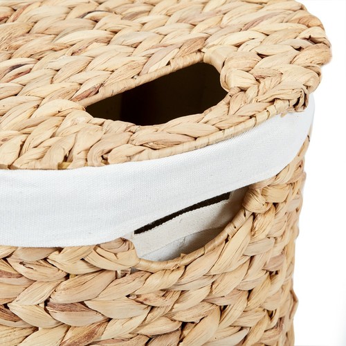 Seville Classics Water Hyacinth Handwoven Lidded Oval Double Hamper - Picture 6 of 13