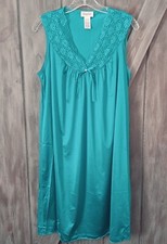 Vanity Fair Sz S NightGown  Robe Set Lace Teal Green Romantic Summer Lingerie