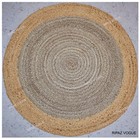 Round rug natural jute hand braided farmhouse jute area rug grey + beige