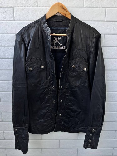 ALLSAINTS Mens Brown Leather Biker Shirt Jacket Size S