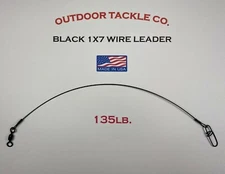 Wire Leader - 135LB. - Black 1x7 AFW Surflon - 6" / 9" / 12" / 15" 