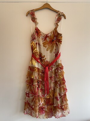 Jaegar Cocktail Party Summer Dress with Ra Ra Skirt Detail Sample Item Size  12 UK