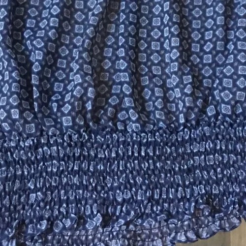 MICHAEL KORS Printed Top Blouse Smocked Long Sleeve Cold Shoulder Chiffon Blue M - Picture 5 of 10