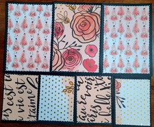 Sewn Premade Scrapbook Page/Sewn Mat Set - 7 pieces: Au revoir 