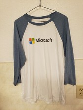 Microsoft Windows baseball shirt Raglan Women's Sz XL White Blue Synnex Co Tech