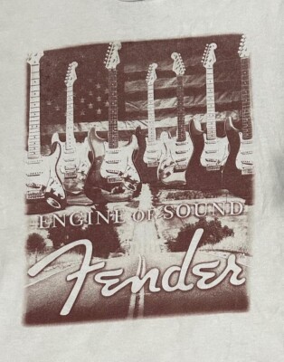 Fender Guitar T-Shirt Men's Medium STRATOCASTER ''Engine of Sound'' Project 87