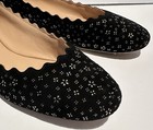 CHLOE Black Suede Leather Silver Floral Flats Loafers Slipper Moccasin Shoes Bag — photo 3