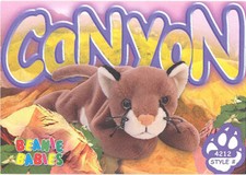 TY Beanie Babies BBOC Card - Series 3 Common - CANYON the Cougar - NM/Mint