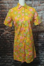 VTG JEANIE BY BLUE BELL INC. 1960-70s MOD ORANGE ROMPER JUMPER FLORAL sz 11/12