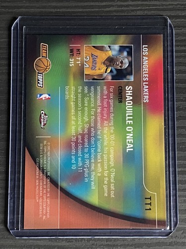 **2001-02 Topps Chrome Team Topps #TT1 SHAQUILLE O'NEAL** - Picture 2 of 2