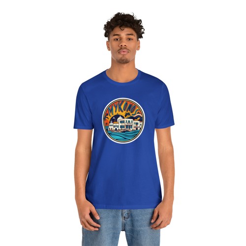 Mykonos Griechenland 1980er Reise Urlaub inspiriert TShirt Unisex Kurzarm T-Shirt - Bild 37 von 45