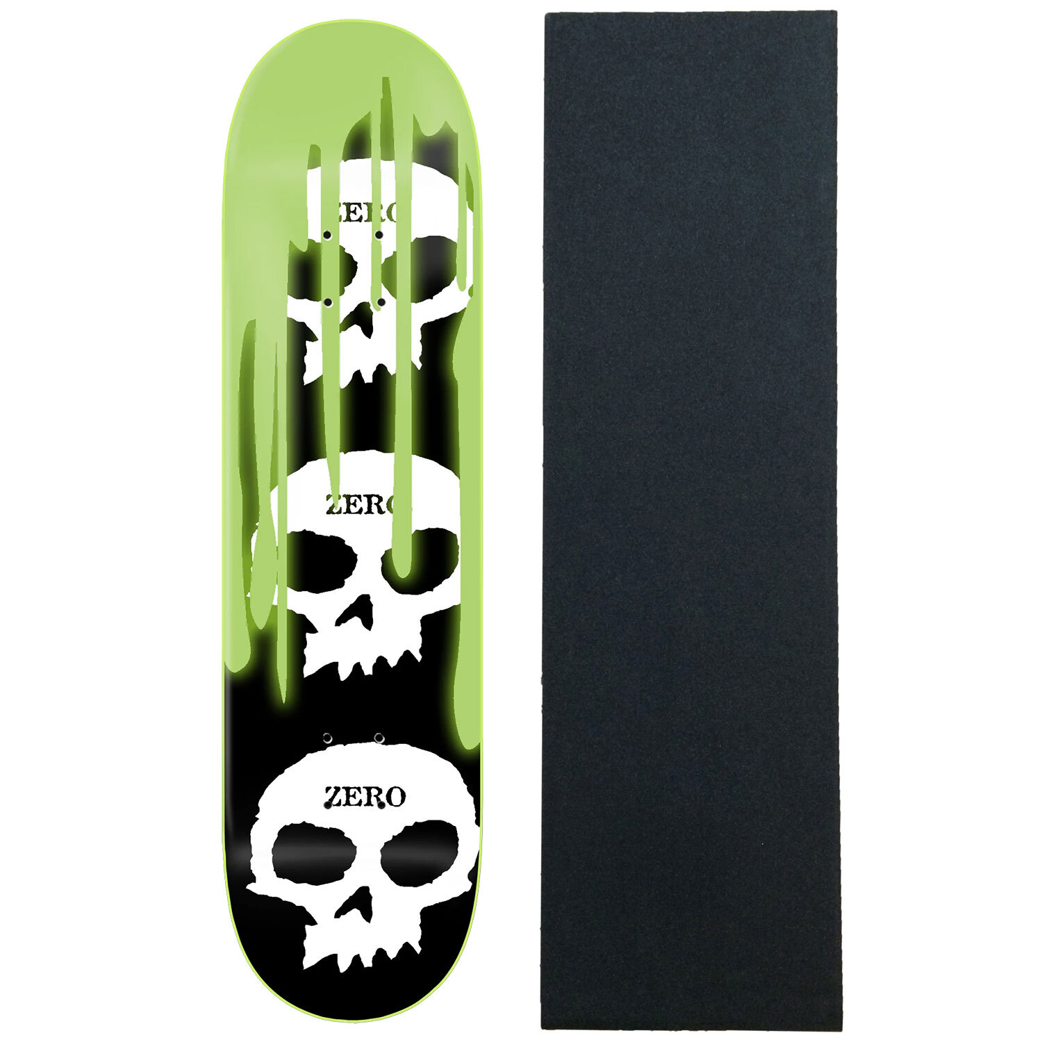 Zero Skateboard Deck 3 Skull Blood Ooze Glow 8.5
