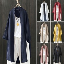 Uk 8-24 Women Buttons Up Long Sleeve Tops Cardigan Casual Loose Coat Jacket Plus