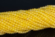 2MM Natural Yellow Agate Beads Grade AAA Round Gemstone Loose Beads 15.5"