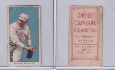 baseball cigarettes 1909-11 T206 Sweet Caporal 350 Tobacco Card Frank Arellanes Boston Red GOOD