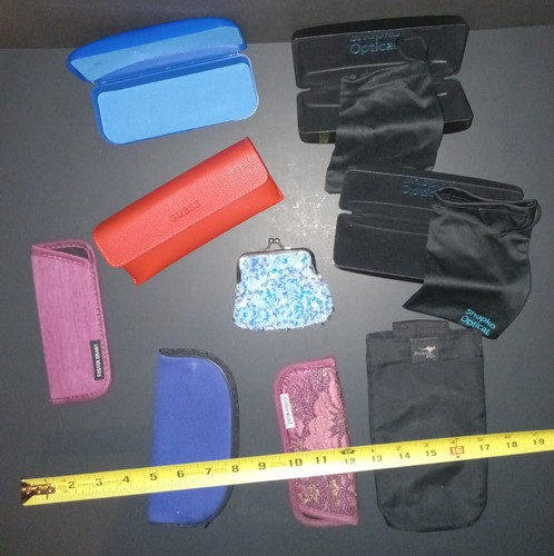Lot of 11 Eyeglass cases, Guess, Foster Grant, Pocket Plus- Hard & Soft Cases  - Picture 2 of 7