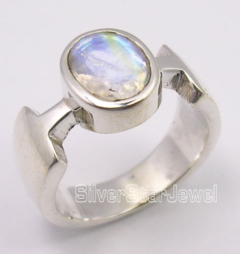 AKTIONSANGEBOT | 925 massiv Silber funkelnder REGENBOGEN MONDSTEIN Ring jede Größe - Bild 1 von 3